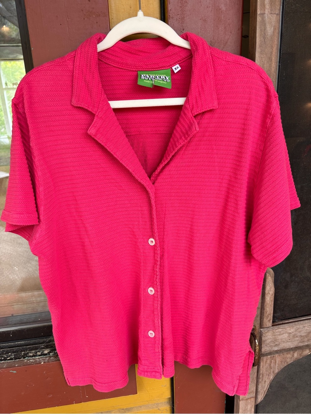 Big Bud Press Hot Pink Textured Pantry Button-Up Top